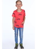 Korallenrotes T-Shirt mit Tiger-Print für Jungen NDZ4504 – Online-Shop – Boutique